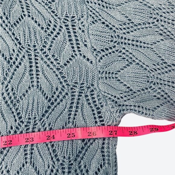 Peace Love World Women's Boheme Open-Stitch Novelty Sweater Blue. Size 1X - Picture 5 of 8